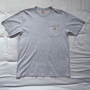 CARHARTT MENS K87 GRAY LOOSE FIT HEAVYWEIGHT SHORT-SLEEVE POCKET T-SHIRT